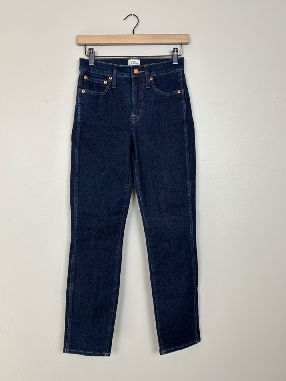J Crew Jeans Womens 24 Blue 9" Vintage Straight‎ Mid Rise Stretch Denim